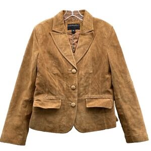 Bernardo Suede Leather Jacket Women Medium Blazer Western Academia Fall 70s Corp